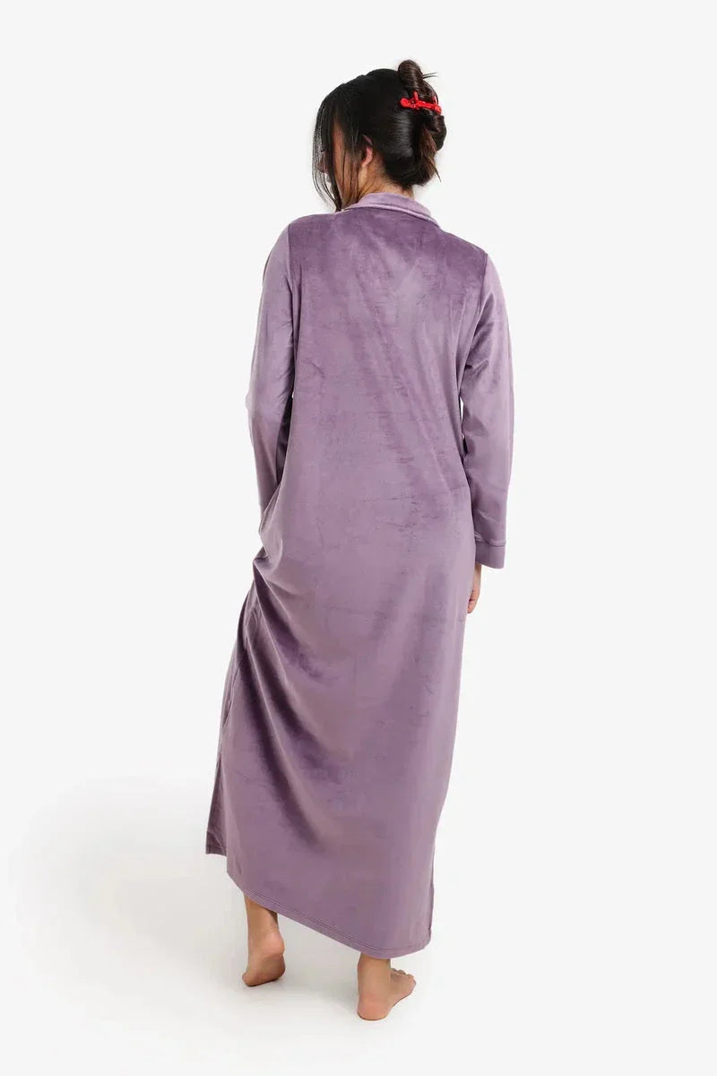 Carina - Notch Collar Velvet Nightgown 26
