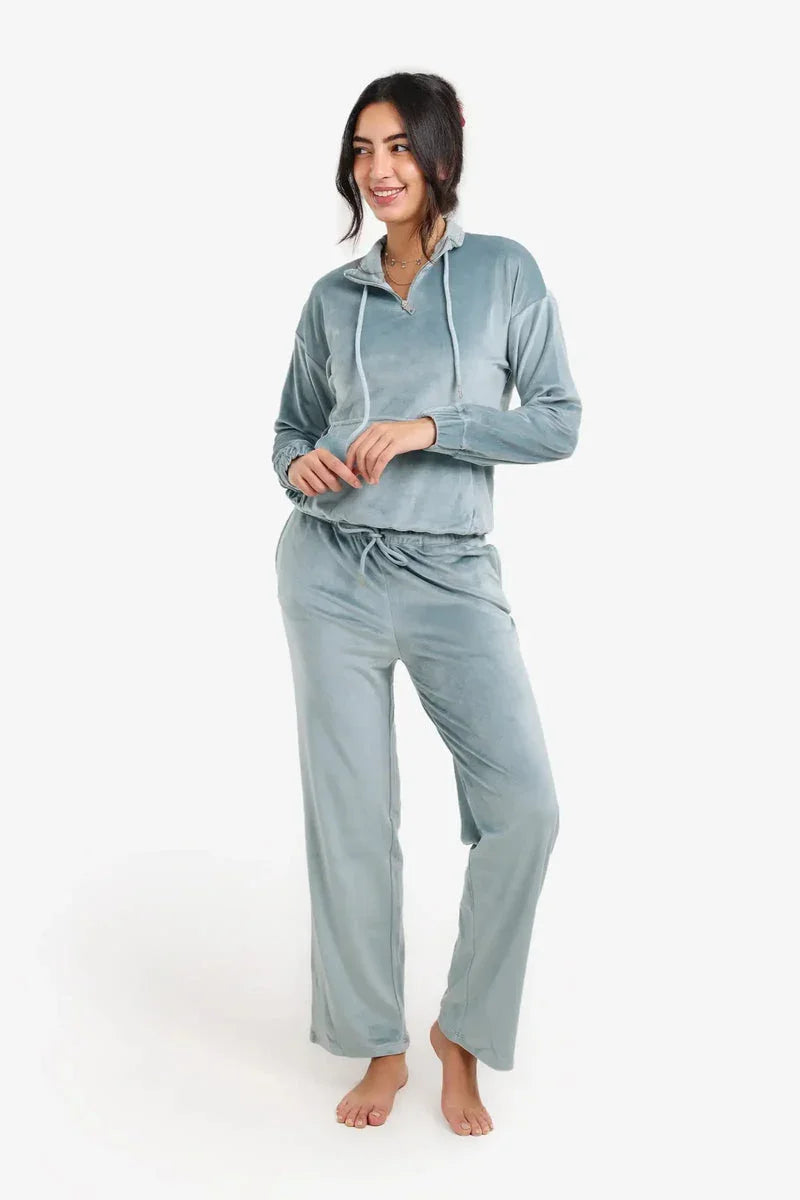 Carina - Velvet High Neck Pyjama Set 4