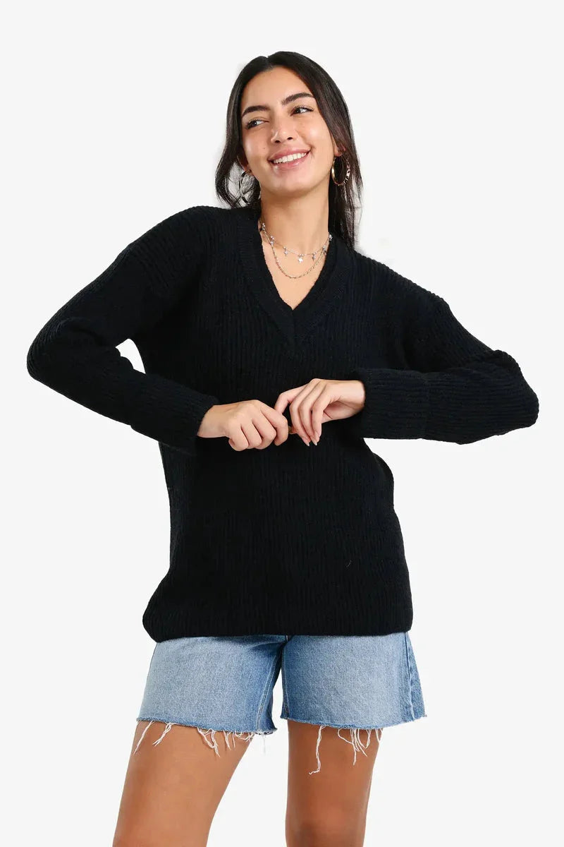 Carina - Ribbed V-Neck Pullover 1