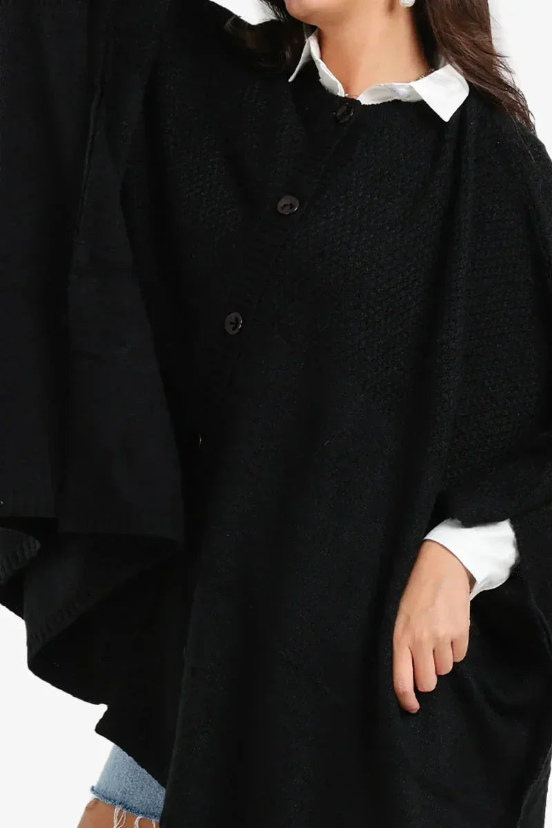 Asymmetrical Buttoned Poncho - Carina 10