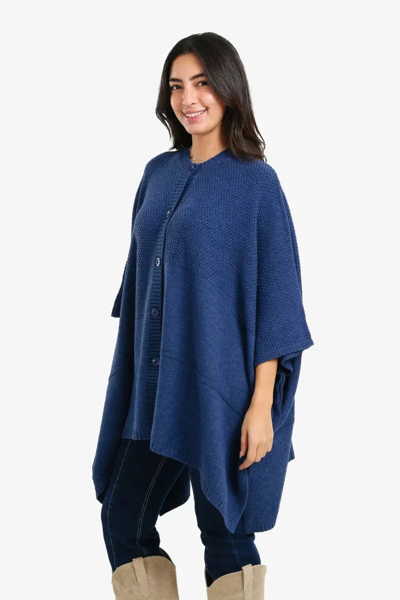 Asymmetrical Buttoned Poncho - Carina 6