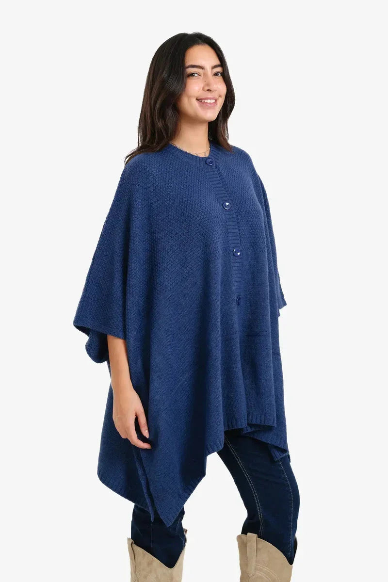 Asymmetrical Buttoned Poncho - Carina 9