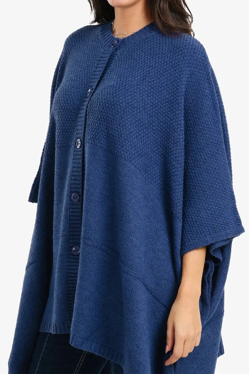 Asymmetrical Buttoned Poncho - Carina 12