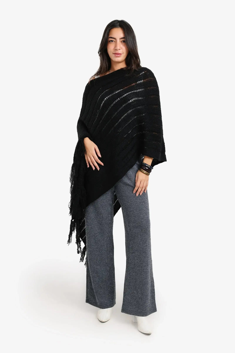 Carina - Poncho with Fringe Details