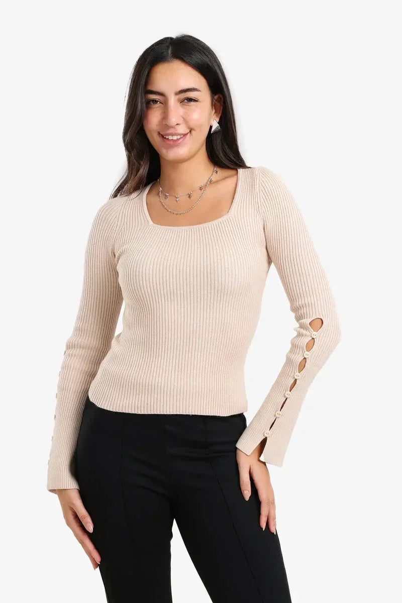 Carina - Square-Neck Ribbed Pullover 2