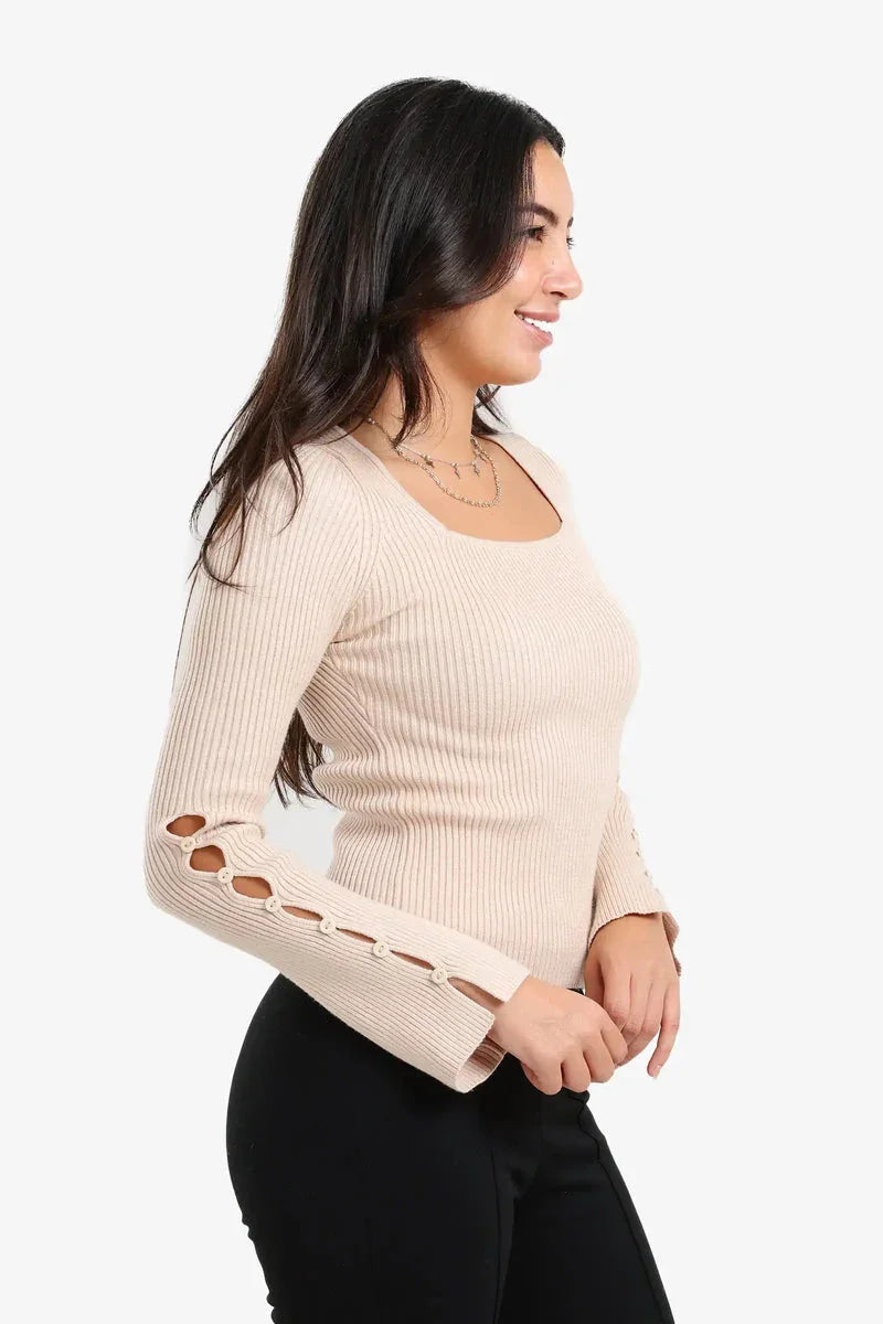 Carina - Square-Neck Ribbed Pullover 4