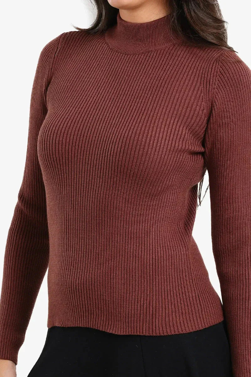 Carina - Ribbed High Neck Pullover 12