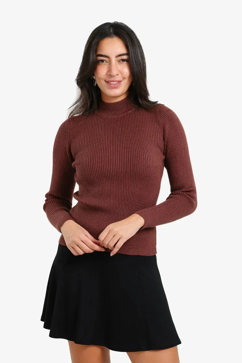 Carina - Ribbed High Neck Pullover 4