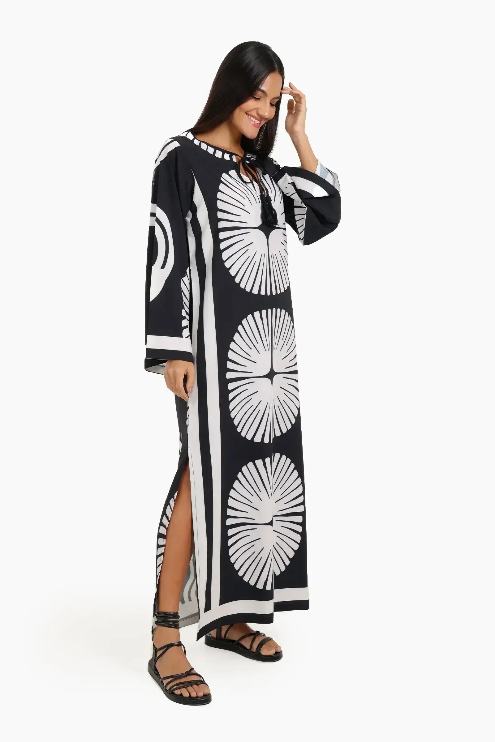 Carina - Printed Black & White Beach Dress 2