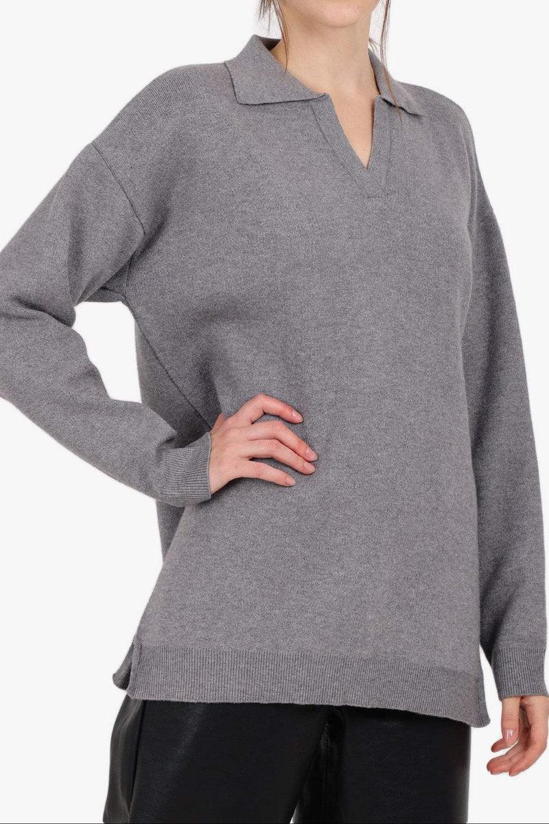 Relaxed Fit Side-Slit Pullover - Carina 5