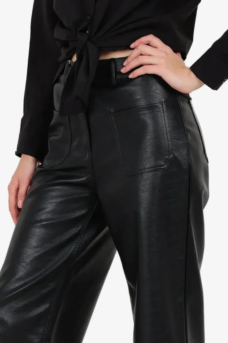 Flare Leg Faux Leather Pants - Carina 5