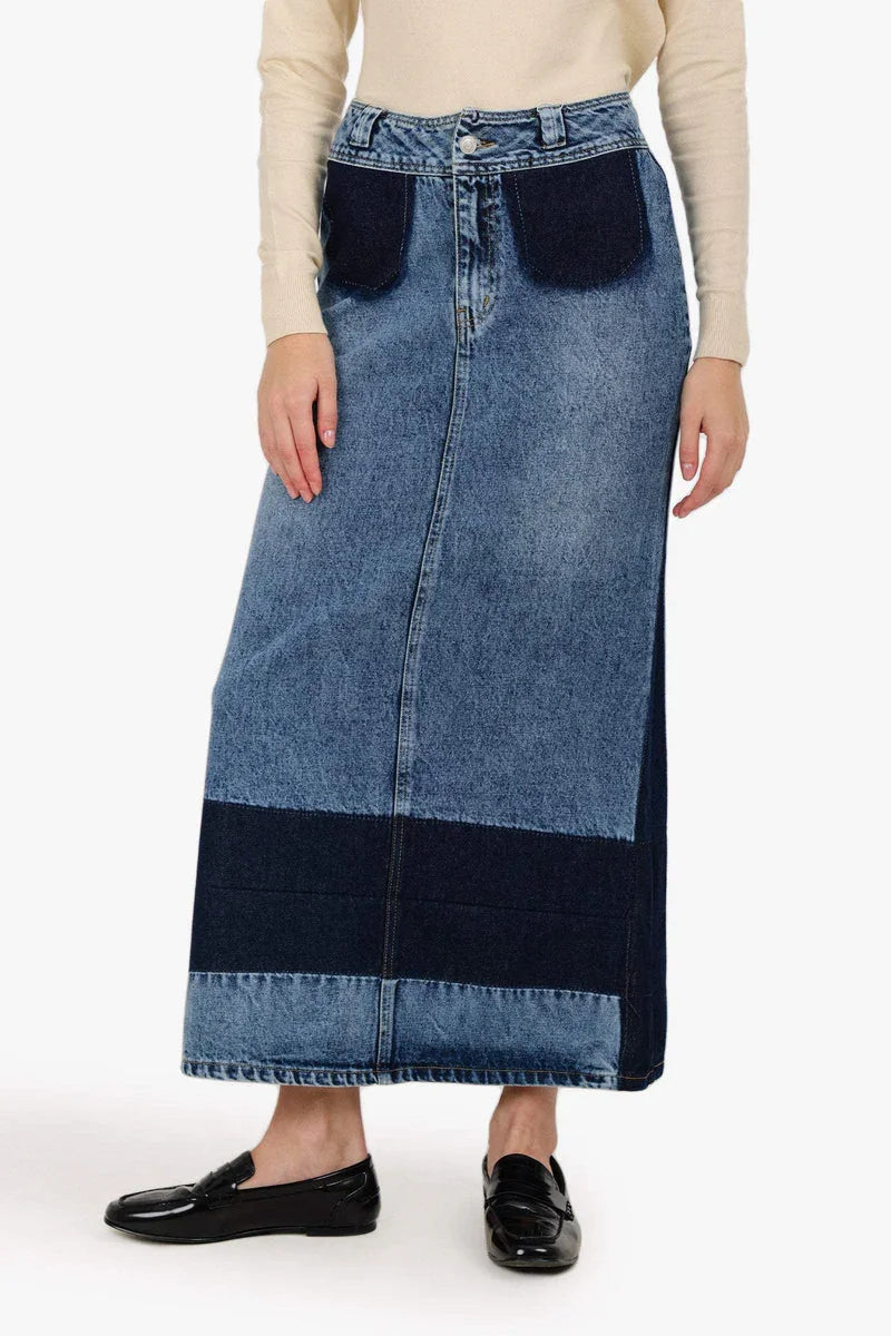 Carina - Two-Tone Denim Skirt 2