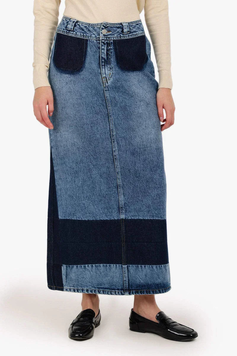 Carina - Two-Tone Denim Skirt 1