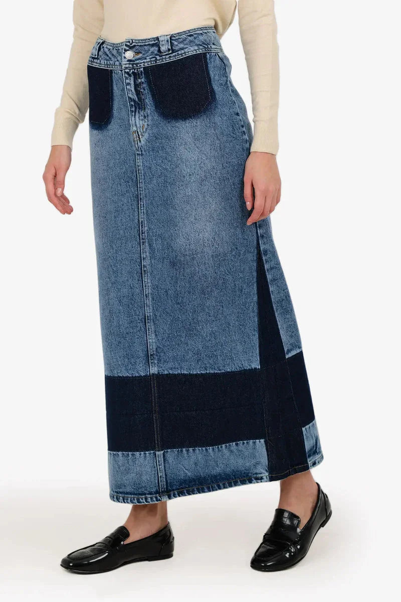 Carina - Two-Tone Denim Skirt 4