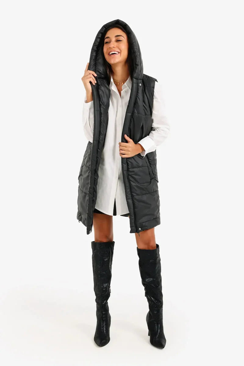 Carina - Hooded Long Puffer Vest 11