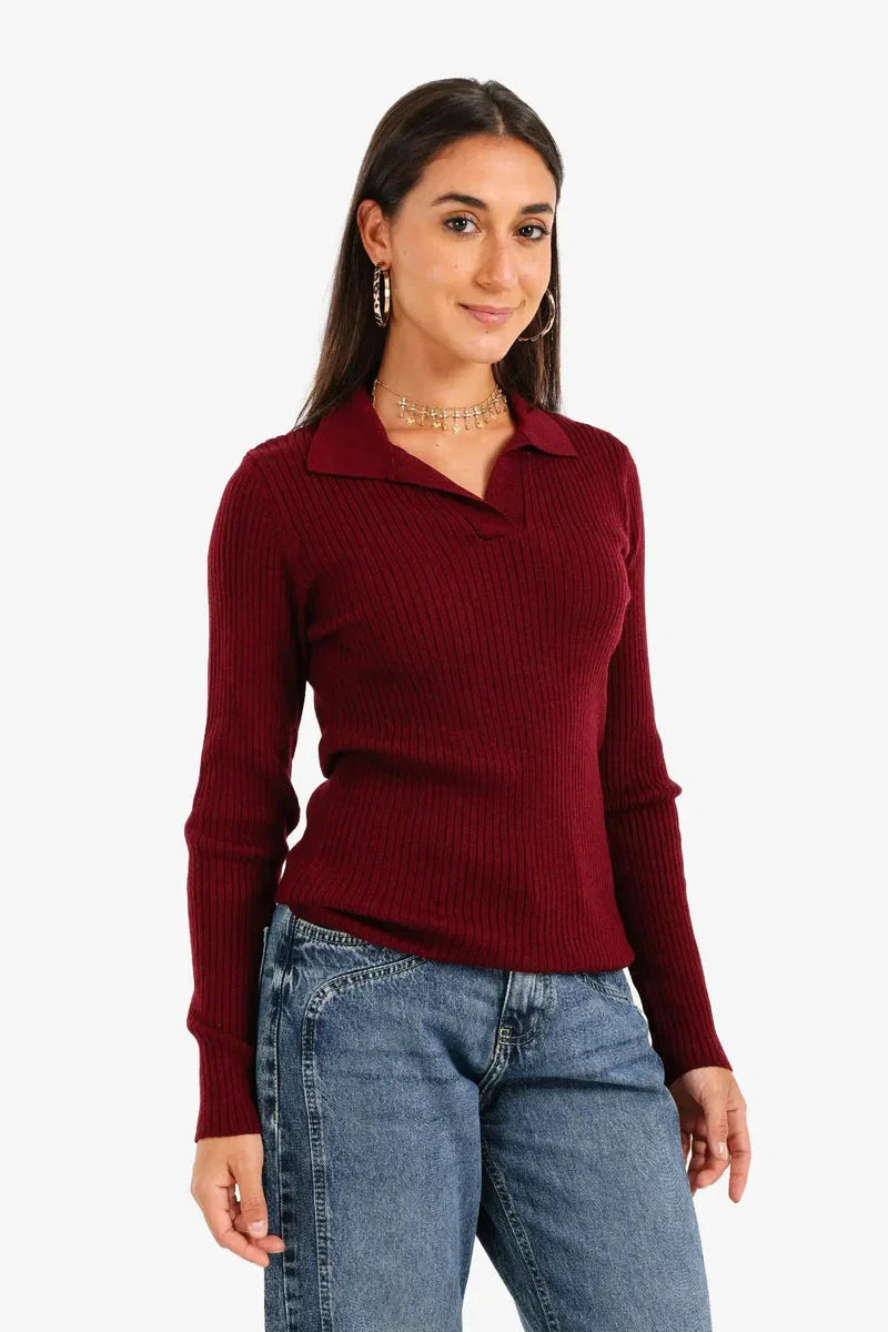 Carina - Ribbed Pullover with Collar 6