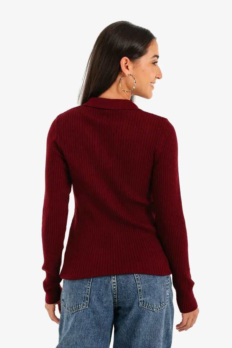 Carina - Ribbed Pullover with Collar 9