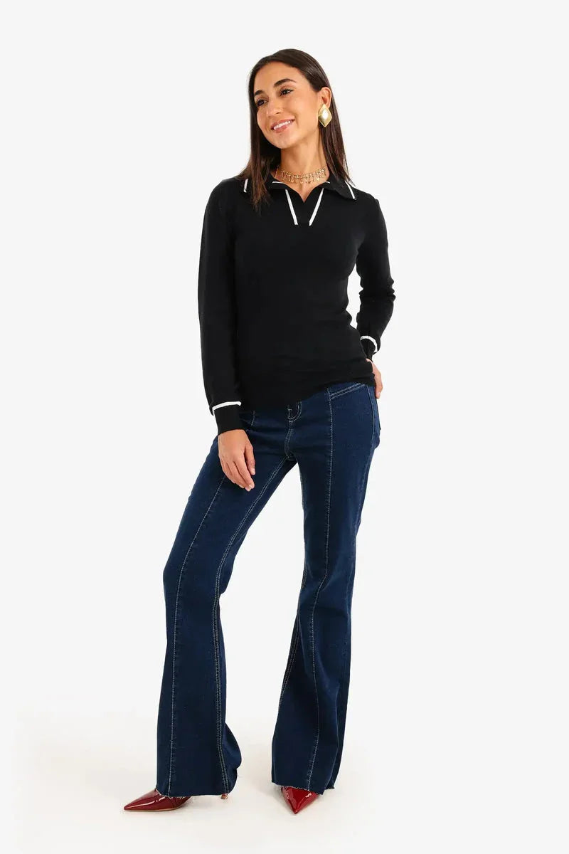 Carina - Contrast Panel Knit Pullover 5