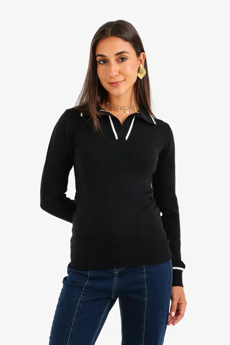Carina - Contrast Panel Knit Pullover 1