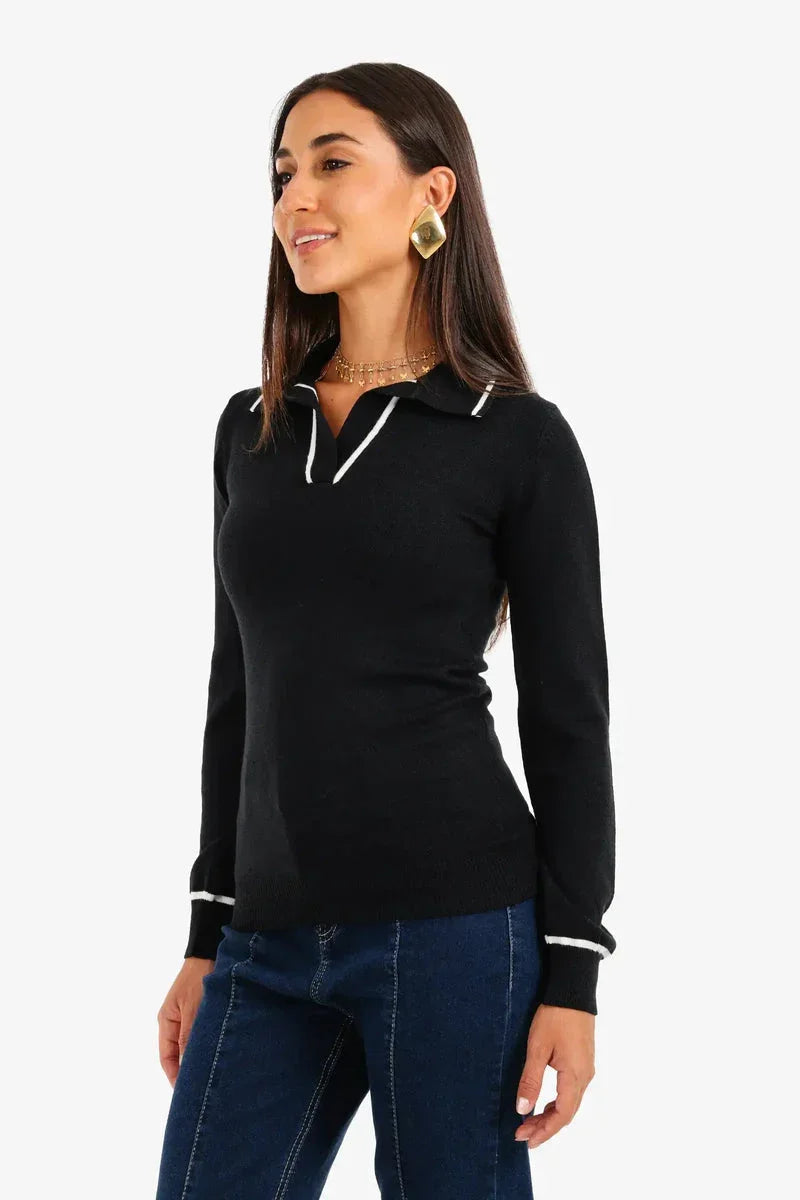 Carina - Contrast Panel Knit Pullover 2