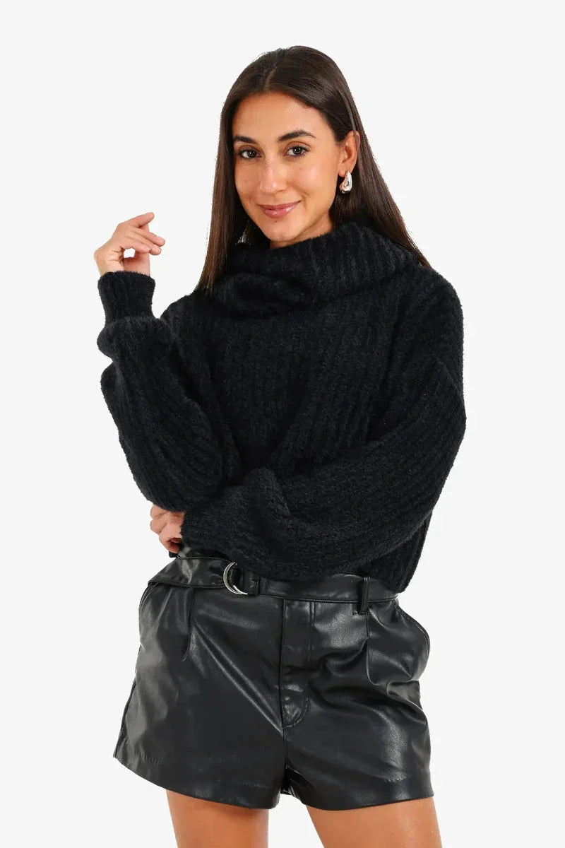 Carina - Cropped Cowl Neck Pullover 1