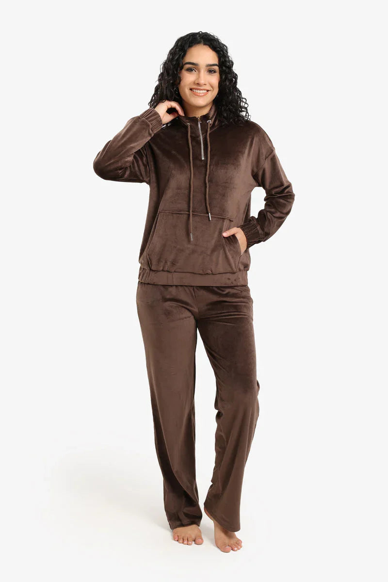Carina - Velvet High Neck Pyjama Set 1