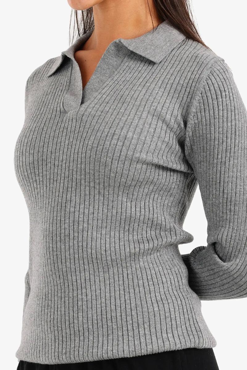 Carina - Ribbed Pullover with Collar 18
