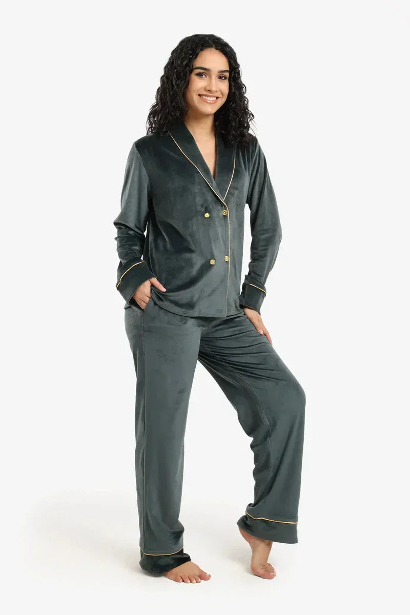 Double-Breasted Velvet Pyjama Set - Carina 5