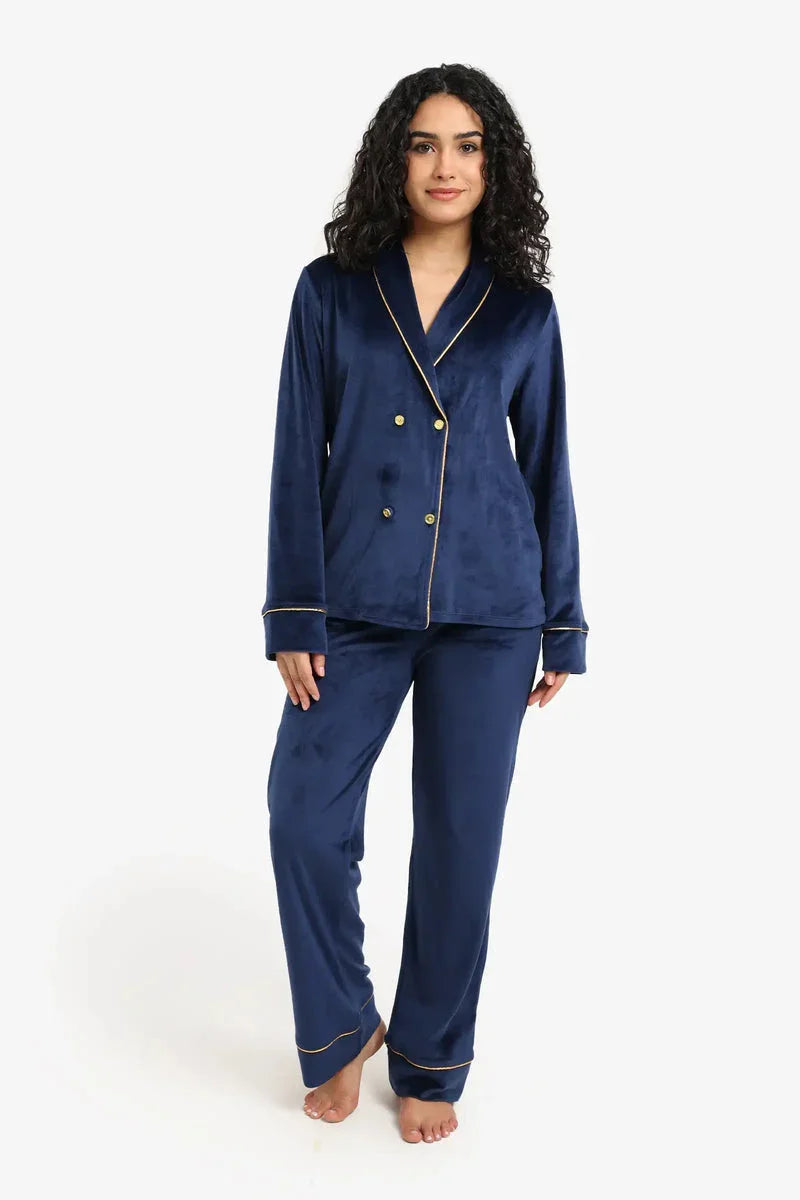Carina - Double-Breasted Velvet Pyjama Set 1