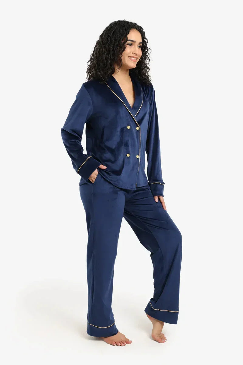 Double-Breasted Velvet Pyjama Set - Carina 4