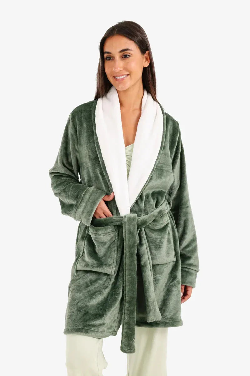 Carina - Velvet Padded Robe with Belt 4