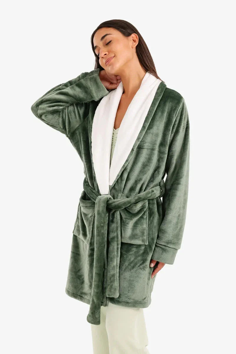 Carina - Velvet Padded Robe with Belt 6