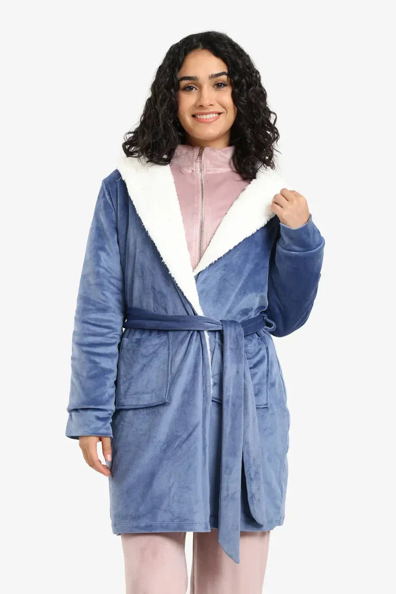 Padded Velvet Hooded Robe - Carina 3