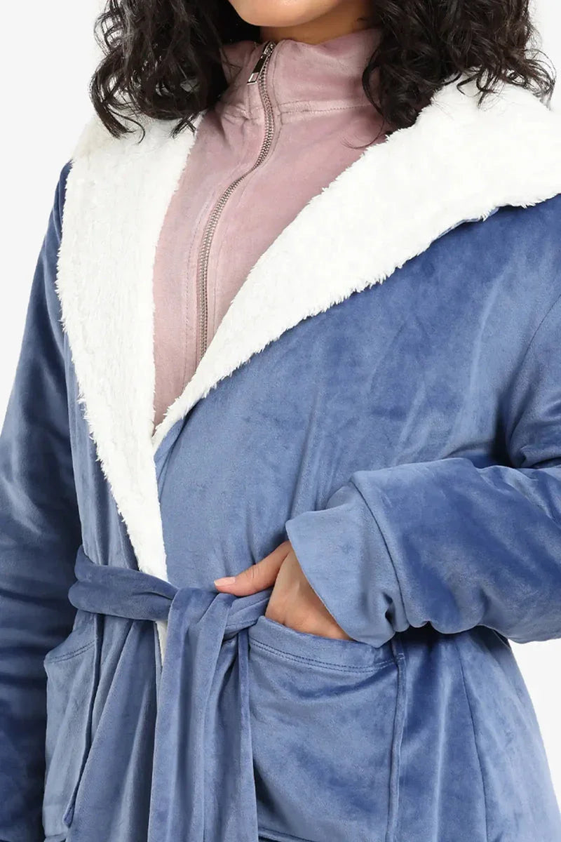 Carina - Padded Velvet Hooded Robe 9
