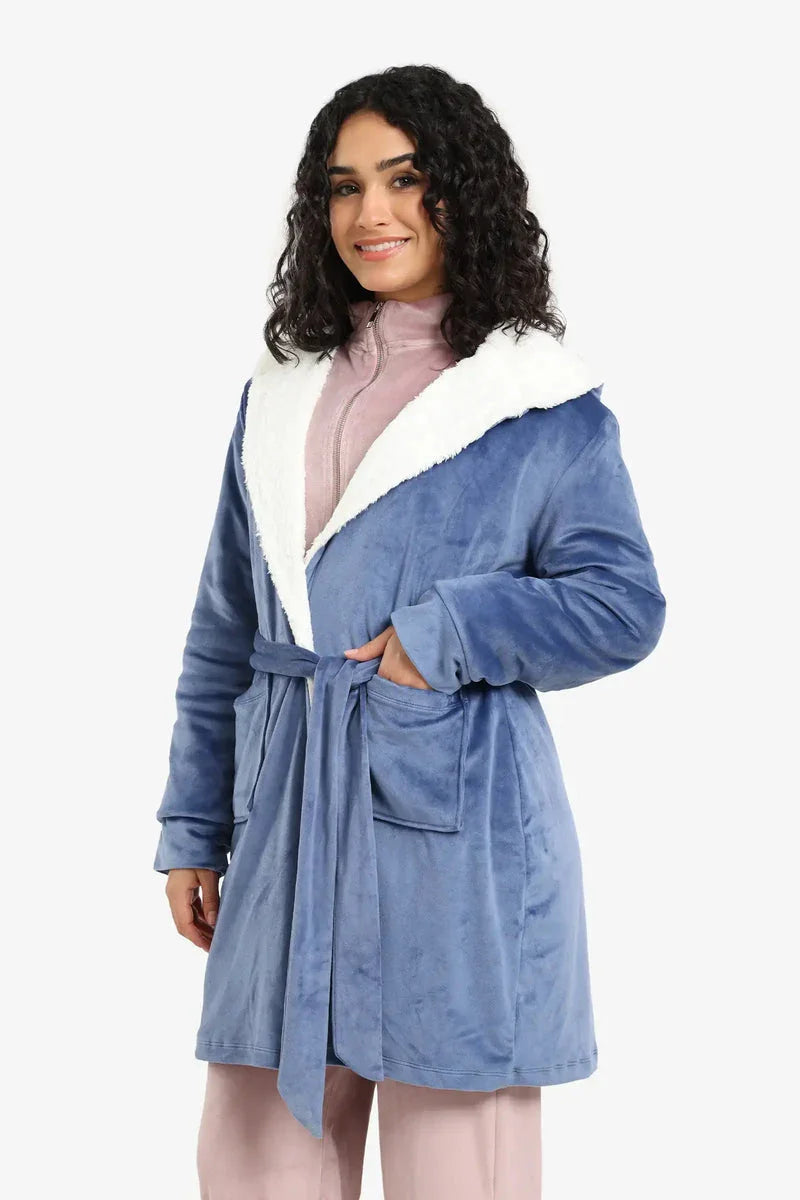 Carina - Padded Velvet Hooded Robe 6