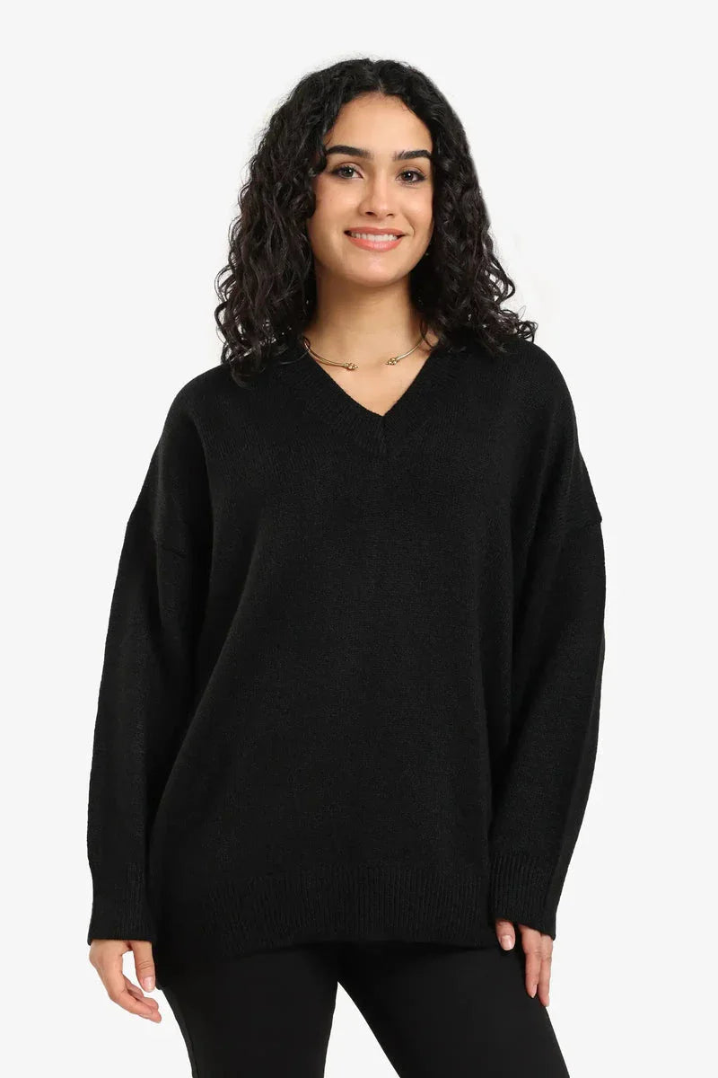 Carina - Knitted Ribbed Trim Pullover 1
