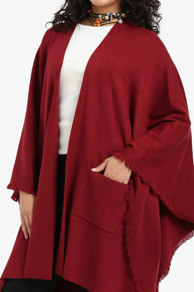 Carina - Fringe Trim Poncho 20