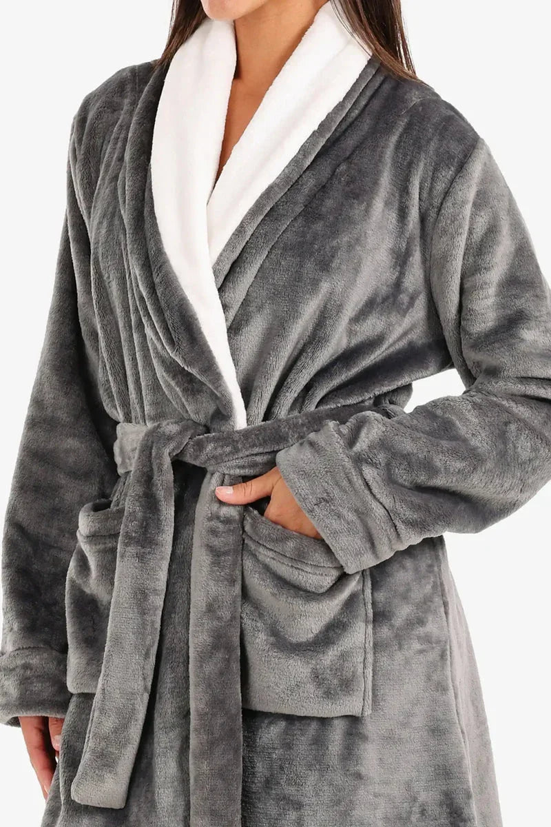 Carina - Velvet Padded Robe with Belt 14