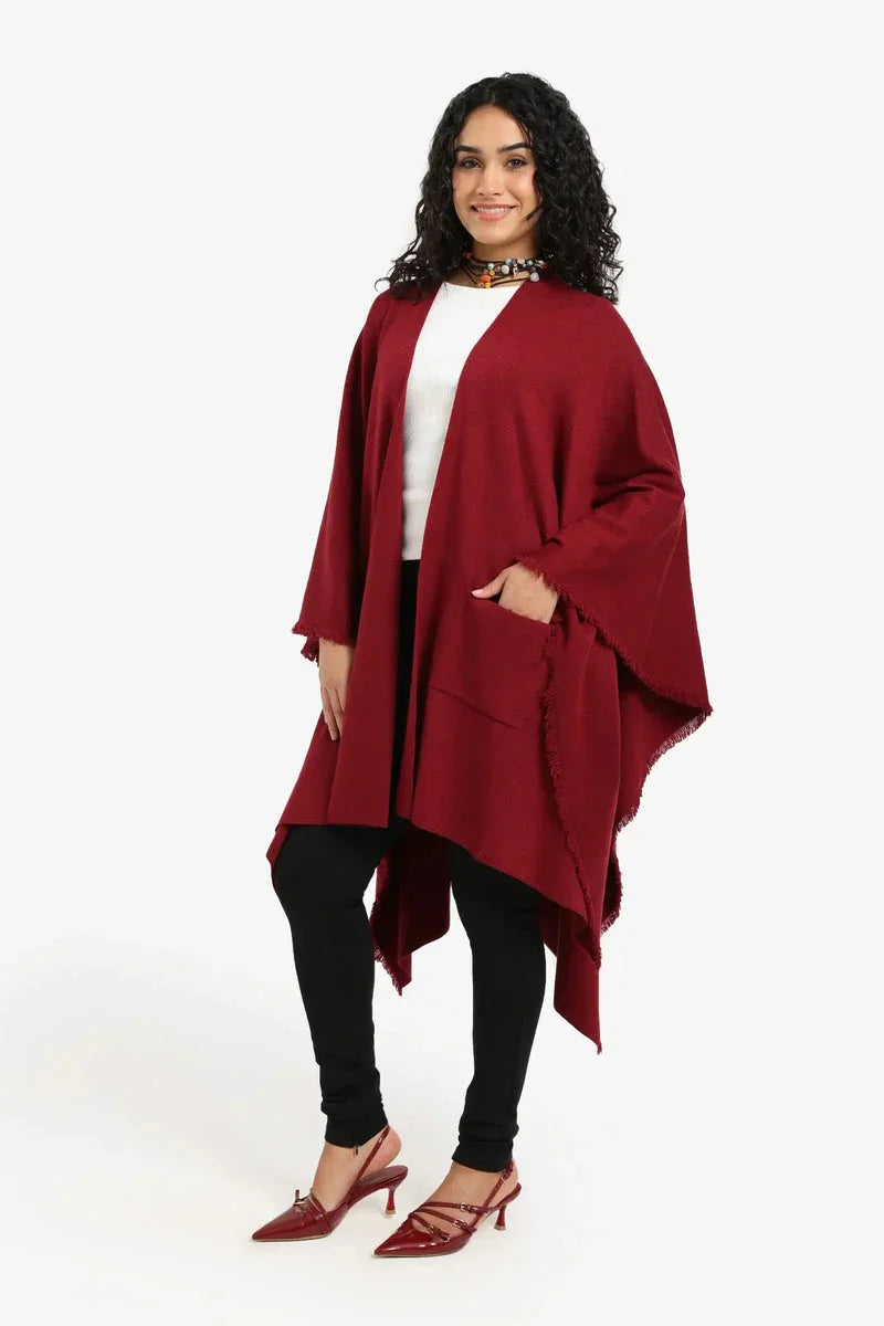 Carina - Fringe Trim Poncho 5