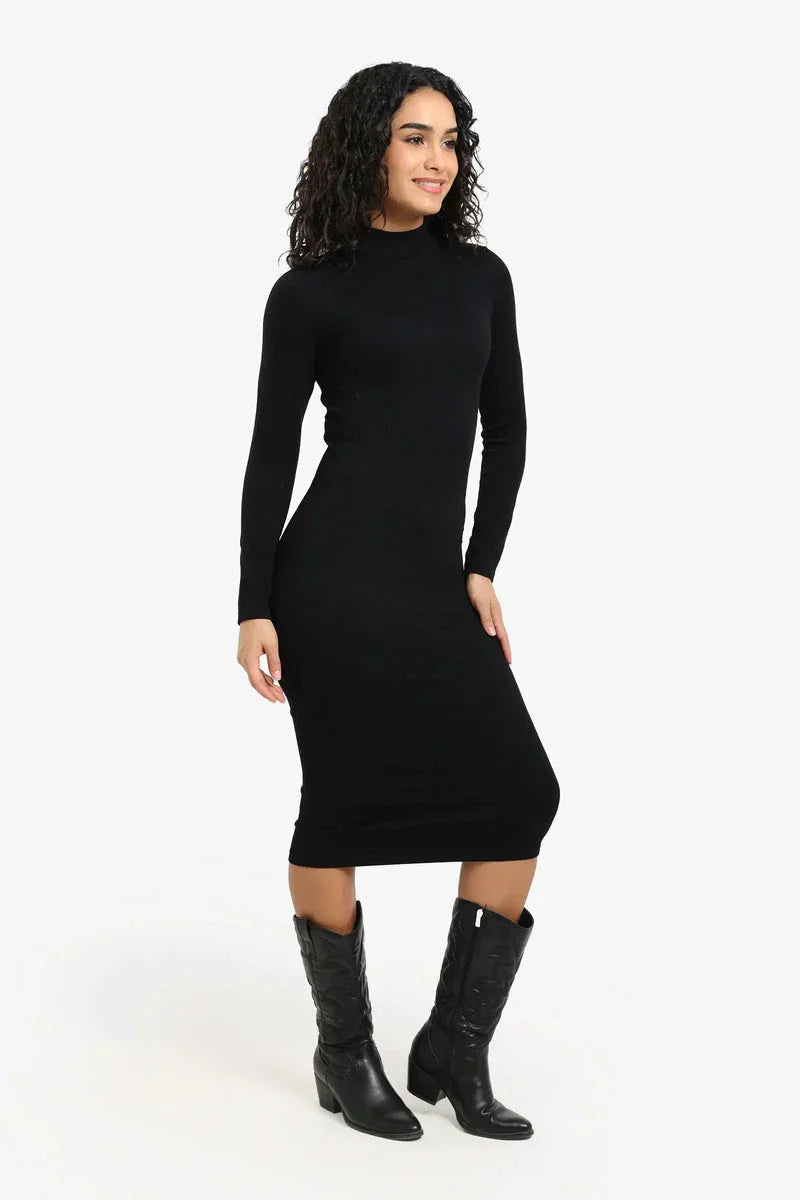 Carina - Ribbed Slim Fit Midi Dress 2