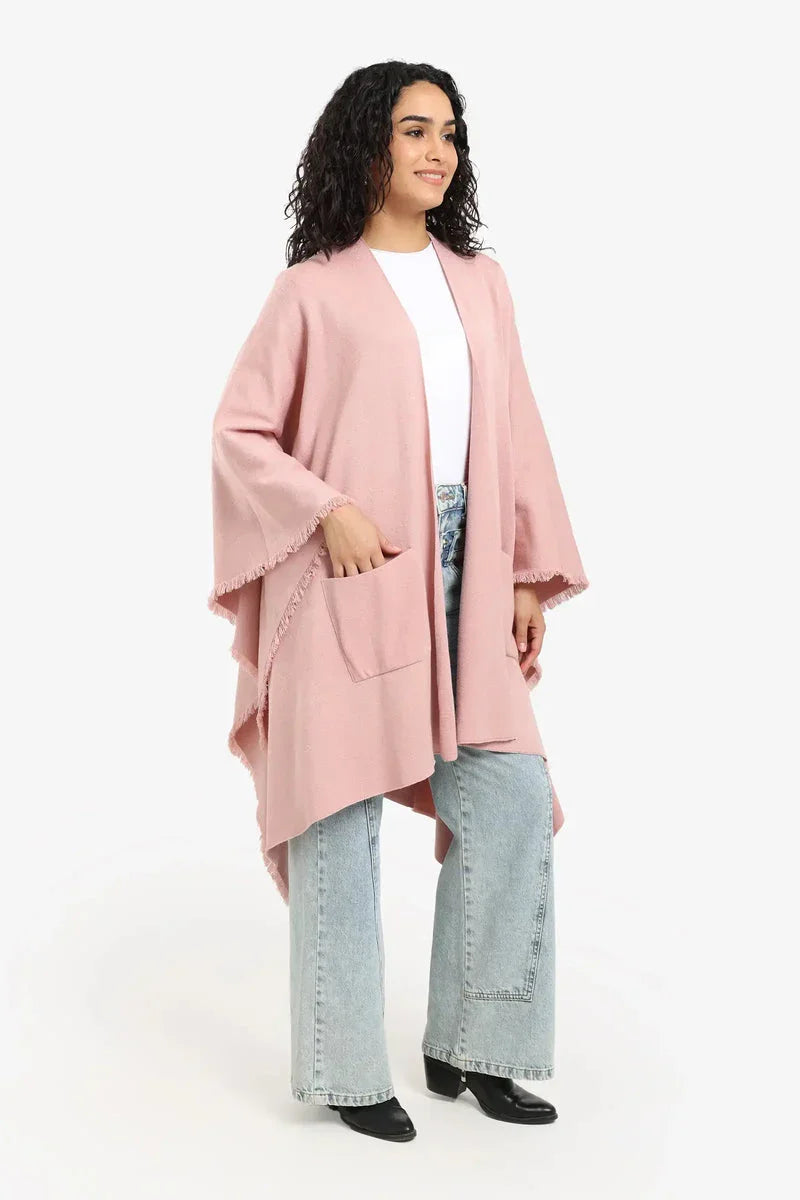 Carina - Fringe Trim Poncho 10