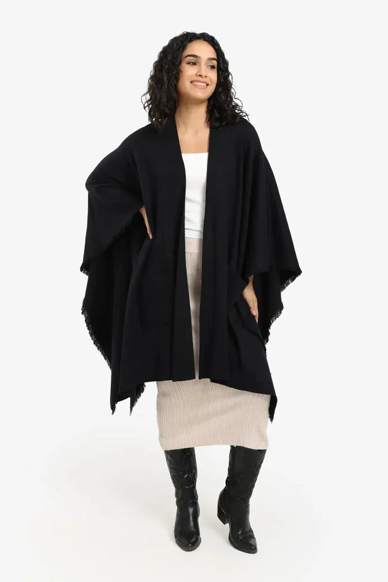 Carina - Fringe Trim Poncho 1