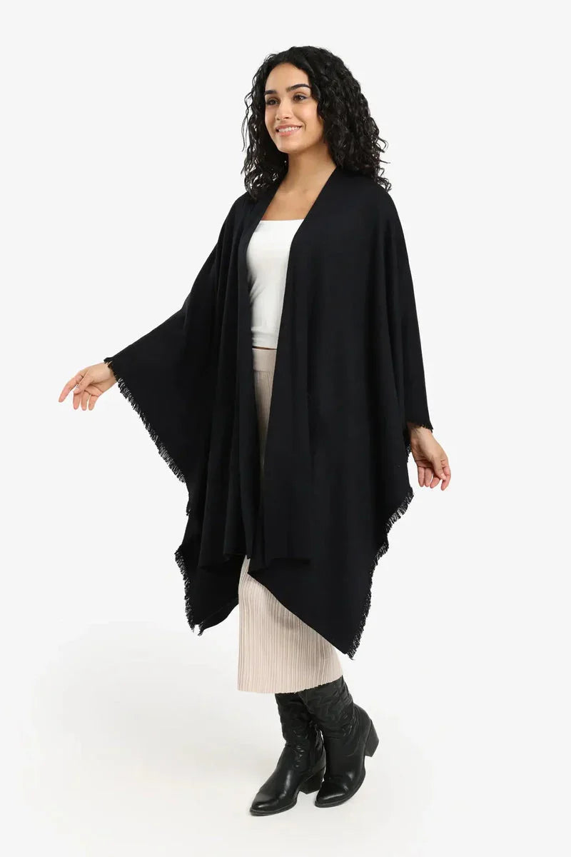 Carina - Fringe Trim Poncho 11