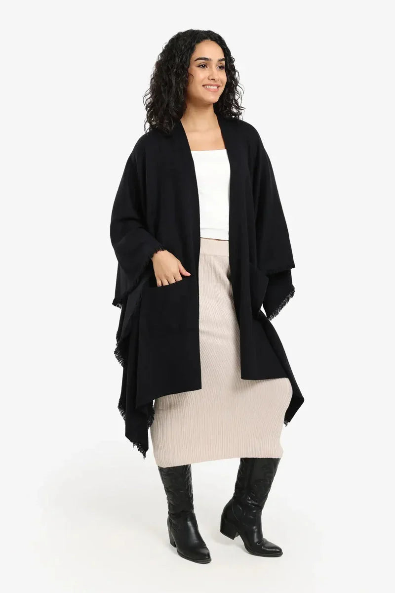 Carina - Fringe Trim Poncho 8