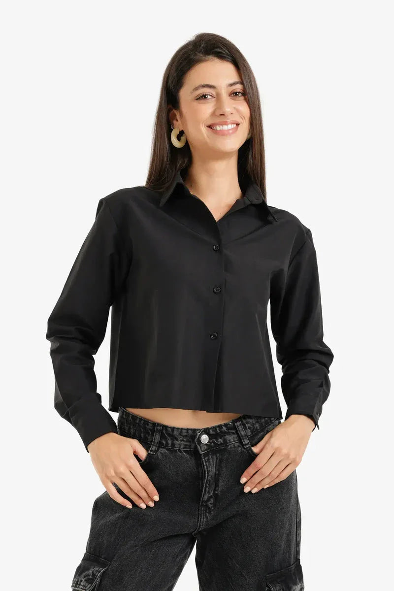 Carina - Cropped Button-Up Shirt 1