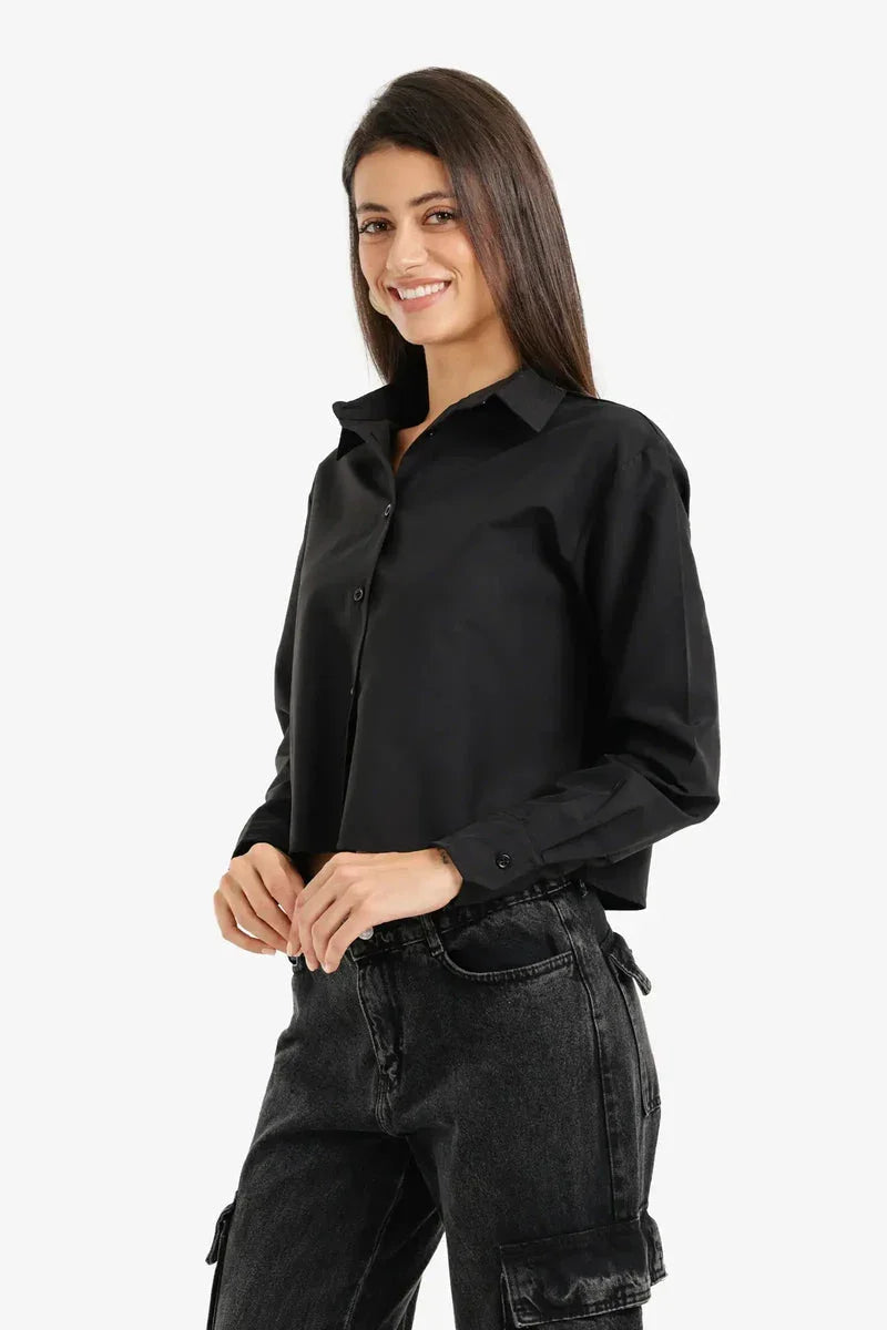 Carina - Cropped Button-Up Shirt 3