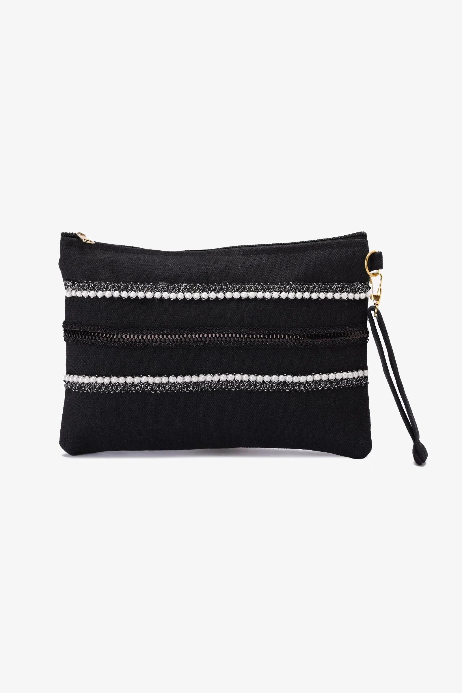 Carina - Pearl-Trim Woven Beach Bag 1