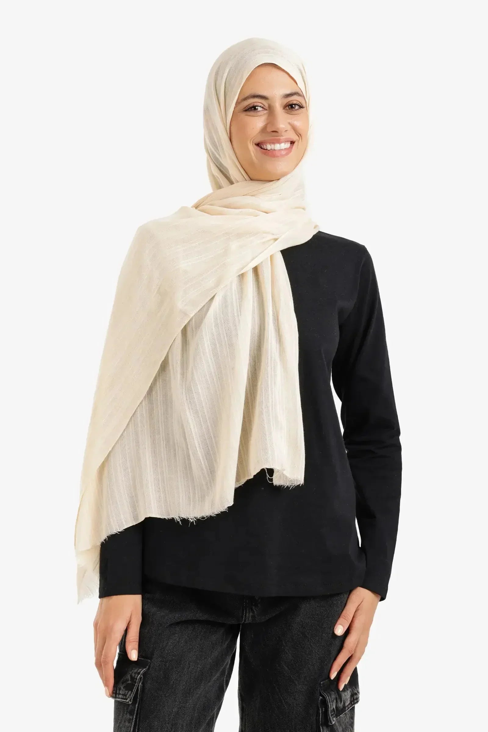 Carina - Textured Ribbed Cotton Scarf 2