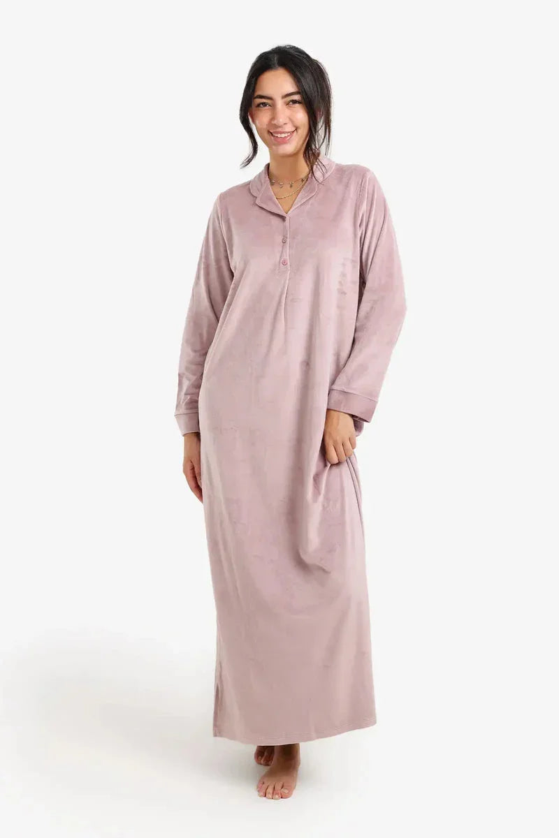 Carina - Notch Collar Velvet Nightgown 4
