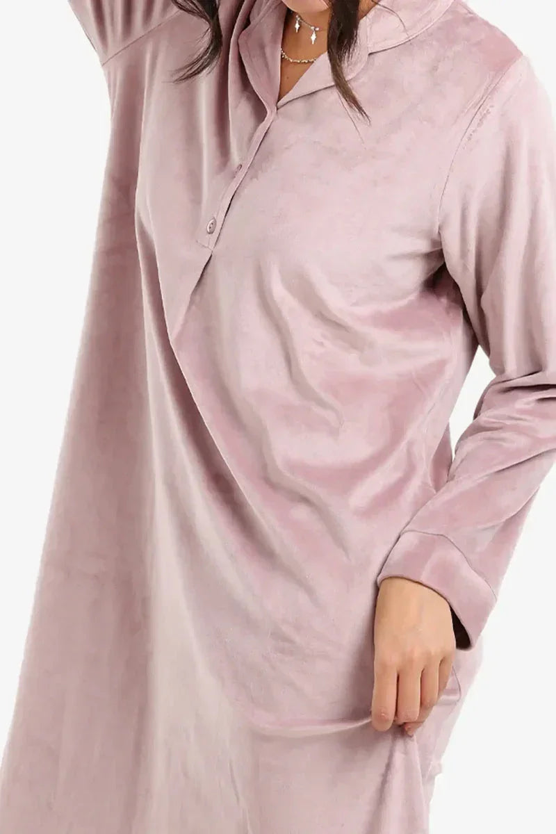 Carina - Notch Collar Velvet Nightgown 34
